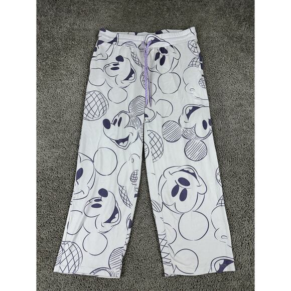 Disney Mickey Mouse Lounge Pajama Pants Womens Large White Drawstring Graphic - Picture 2 of 11